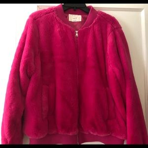 Iris faux fur hot pink cute bomber jacket!!